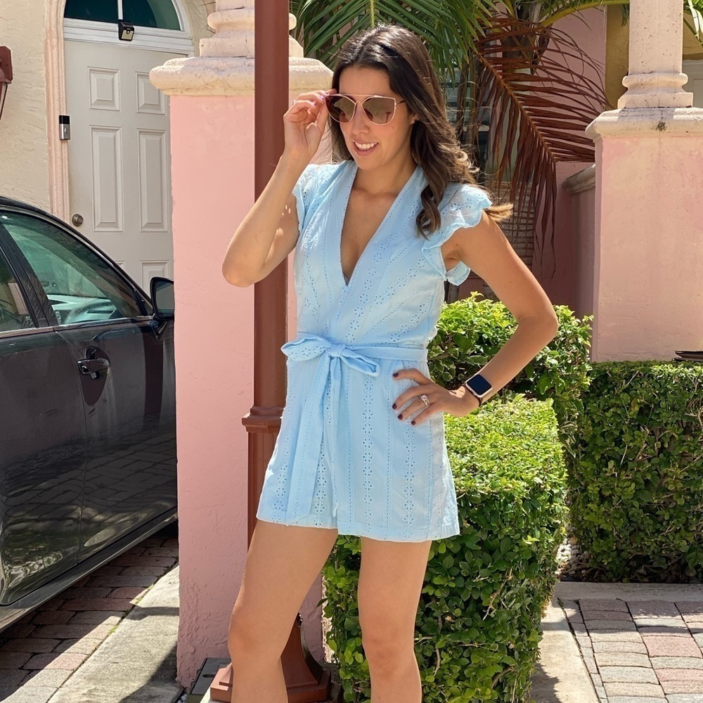 NWT Shop 17 Baby Blue Cotton Romper